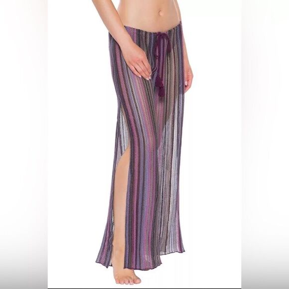 Becca Size Medium Split Leg Swim Coverup Drawstring Waistband Pants - Picture 2 of 13
